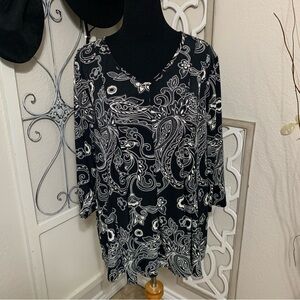 Est 1946 swirl design fabric tunic top shirt blouse